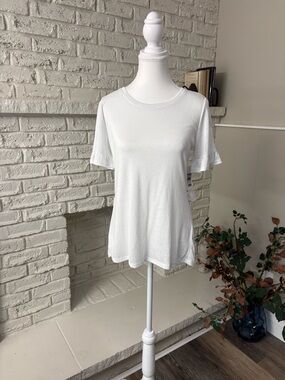 Tribal White Short Sleeve Ruffle-Trim Tee
